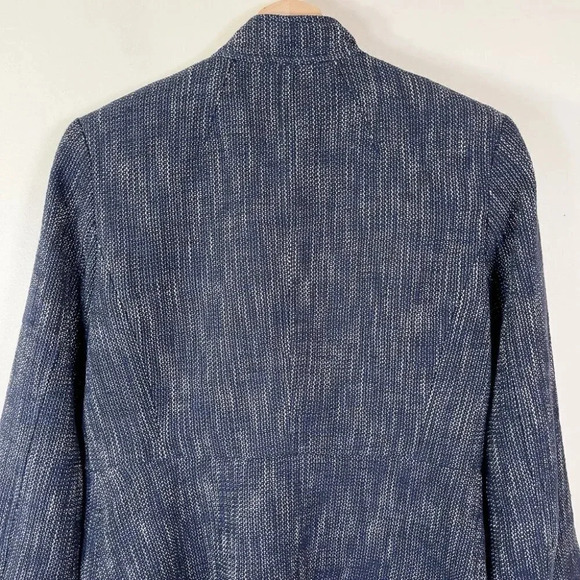 Banana Republic Cotton Tweed Heatherd Blue Military Jacket - Picture 15 of 16